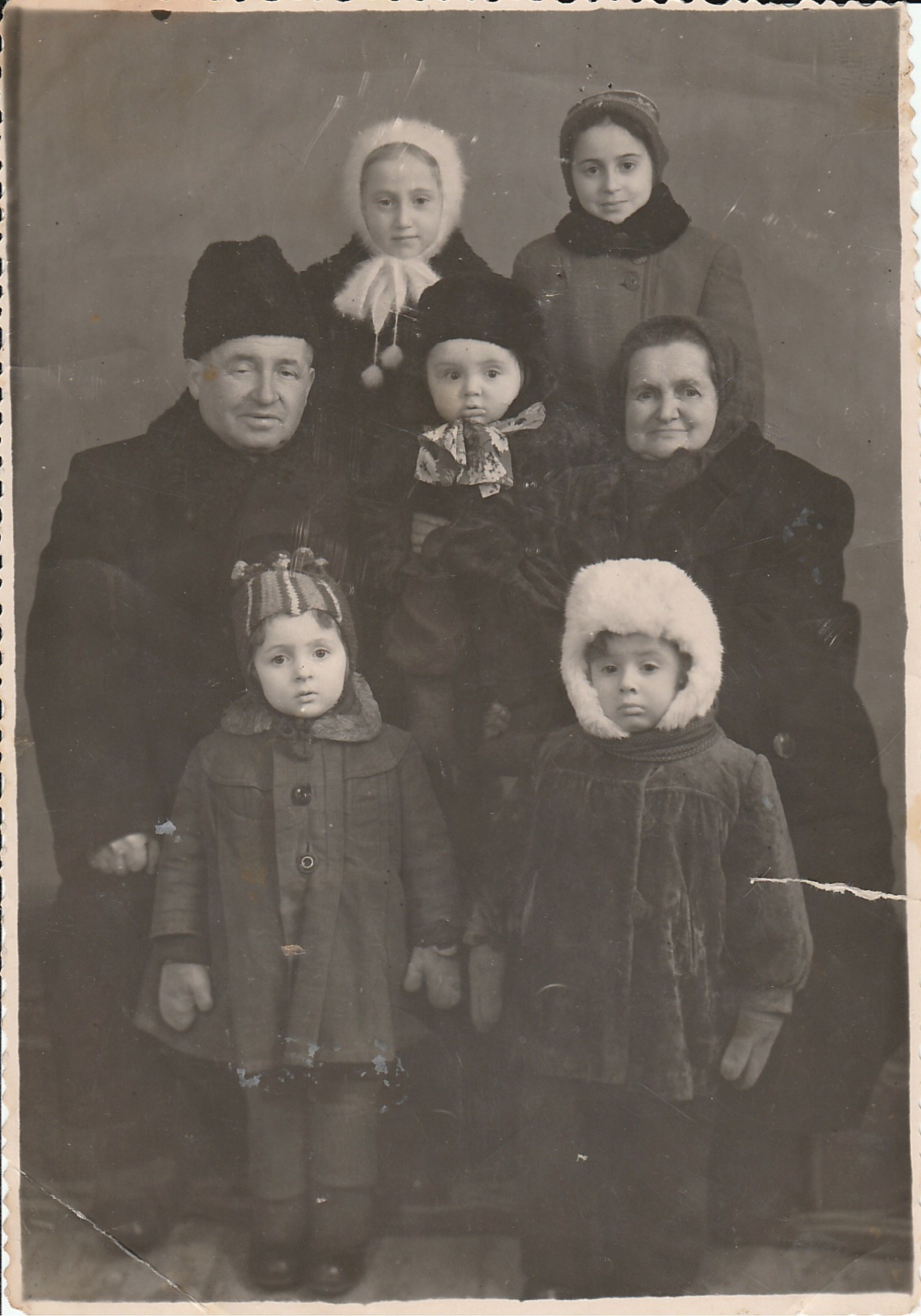 With Grandchildren, From top left: Larisa (Klara), Rita, Joseph, Dmitry, Entsia, Zhana, Valya