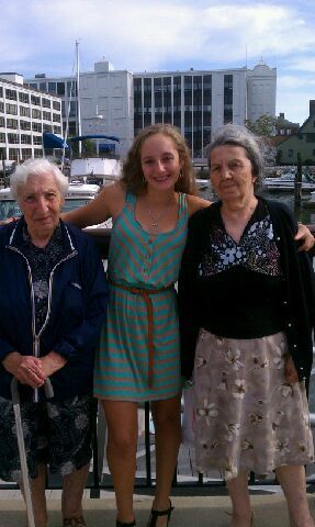 Michele with grandmas, Michele, Raia